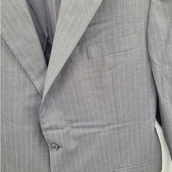 Barneys New York Gray Pin Stripe Two Button Single Breasted Men's Suit Jacket - Picture 7 of 12